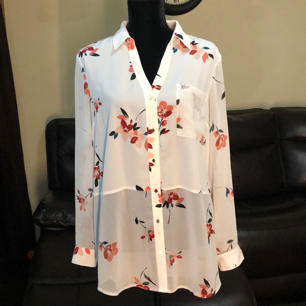 Candies Long Sleeve Floral Blouse Size XL